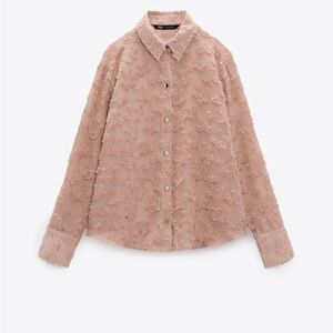 Zara pink sheer floret blouse